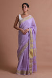 Ligth Purple Color Cotton Linen Saree With Unstitched Blouse