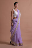 Ligth Purple Color Cotton Linen Saree With Unstitched Blouse