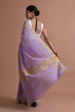 Ligth Purple Color Cotton Linen Saree With Unstitched Blouse