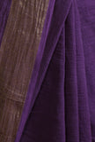 Dark Purple Color Cotton Linen Saree With Unstitched Blouse