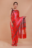 Red Digital Print Modal Silk Saree