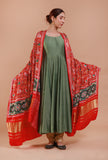 Red Digital Print Modal Silk Dupatta