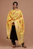 Yellow Color Semi Silk Dupatta With Zari Weaving