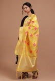 Yellow Color Semi Silk Dupatta With Zari Weaving