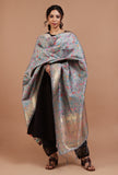 Grey Color Semi Silk Dupatta With Zari Weaving