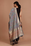 Grey Color Semi Silk Dupatta With Zari Weaving