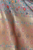 Grey Color Semi Silk Dupatta With Zari Weaving