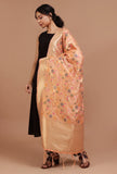 Peach Color Semi Silk Dupatta With Zari Weaving