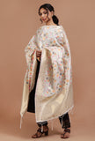 Off White Color Semi Silk Dupatta With Zari Weaving