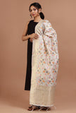 Off White Color Semi Silk Dupatta With Zari Weaving