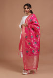 Pink Color Semi Silk Dupatta With Zari Weaving