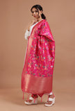 Pink Color Semi Silk Dupatta With Zari Weaving