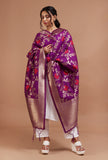 Purple Color Semi Silk Dupatta With Zari Weaving