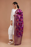 Purple Color Semi Silk Dupatta With Zari Weaving