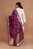 Purple Color Semi Silk Dupatta With Zari Weaving