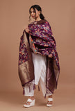 Purple Color Semi Silk Dupatta With Zari Weaving