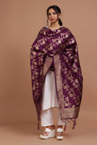 Purple Color Semi Silk Dupatta With Zari Weaving