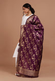 Purple Color Semi Silk Dupatta With Zari Weaving