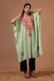 Yellowish Green Cotton Crush Ari Embroidered Kaftan- Free Size