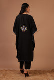 Black Cotton Crush Ari Embroidered Kaftan- Free Size