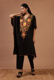 Black Cotton Crush Ari Embroidered Kaftan- Free Size