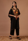 Black Cotton Crush Ari Embroidered Kaftan- Free Size