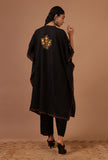 Black Cotton Crush Ari Embroidered Kaftan- Free Size