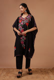 Black Cotton Crush Ari Embroidered Kaftan- Free Size