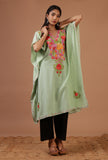 Sea Mist Cotton Crush Ari Embroidered Kaftan- Free Size