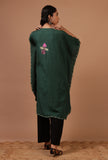 Green Cotton Crush Ari Embroidered Kaftan- Free Size