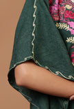 Green Cotton Crush Ari Embroidered Kaftan- Free Size