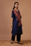 Blue Cotton Crush Ari Embroidered Kaftan- Free Size