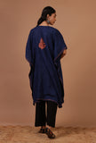 Blue Cotton Crush Ari Embroidered Kaftan- Free Size