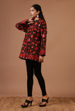 Black & Red Ari Embroidered Kani Short Jacket