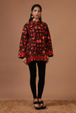 Black & Red Ari Embroidered Kani Short Jacket