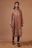 Rust Beige & Multicolor Kani Embroidered Long Jacket