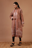 Rust Beige & Multicolor Kani Embroidered Long Jacket