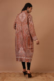 Rust Beige & Multicolor Kani Embroidered Long Jacket