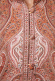 Rust Beige & Multicolor Kani Embroidered Long Jacket