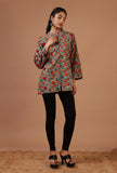 Teal Blue & Multicolor Ari Embroidered Kani Short Jacket