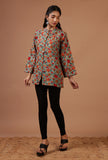 Teal Blue & Multicolor Ari Embroidered Kani Short Jacket