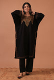 Black Woolen Sozni Embroidered Phiran- Free Size