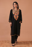 Black Woolen Ari Embroidered Phiran- Free Size