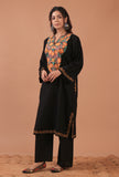 Black Woolen Ari Embroidered Phiran- Free Size