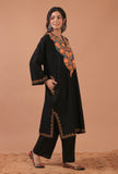 Black Woolen Ari Embroidered Phiran- Free Size