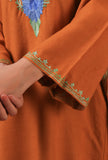 Orange Woolen Ari Embroidered Phiran- Free Size