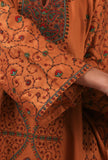 Brown Rust Woolen Sozni Embroidered Phiran- Free Size