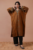 Brown Woolen Sozni Embroidered Phiran- Free Size