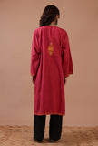 Cardinal Woolen Ari Embroidered Phiran- Free Size