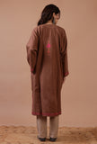 Pinkish Brown Woolen Ari Embroidered Phiran- Free Size